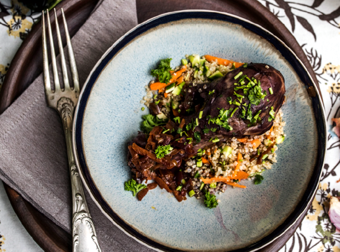 Coq au vin med quinoa og sautererede grøntsager, opskrift, fremgangsmåde, tilberedning, mad, vin