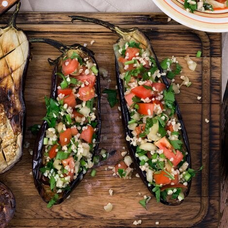 Aubergine m/krydret tomatrelish