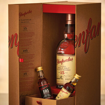 Glenfarclas 15 Years, 70 cl + 105+25 Years, 2x5 cl