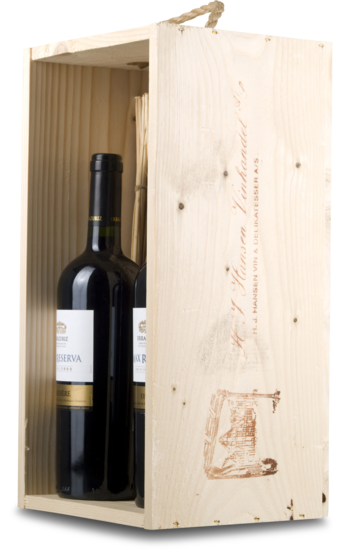 Trækasse med hank til 4 flasker