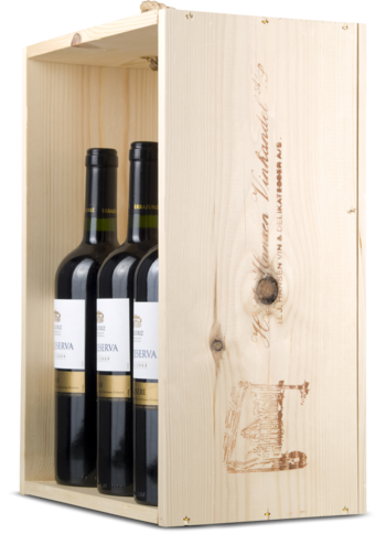 Trækasse med hank til 6 flasker