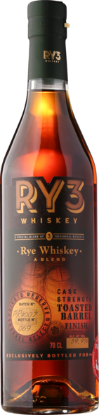 Ry3 Whiskey Toasted Barrel Cask Strength 59,9%, 70 cl