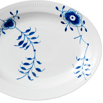 Blå Mega Riflet Oval Fad
